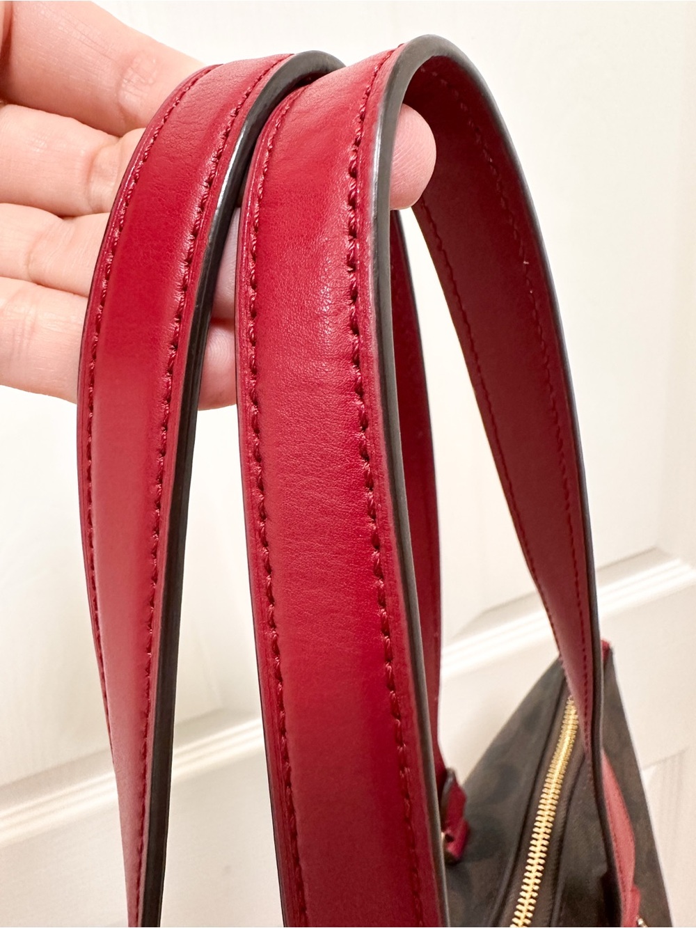 Coach Gallery Tote Bag Signature Coated Canvas Brown Crimson Red 79609 - Picture 8 of 16